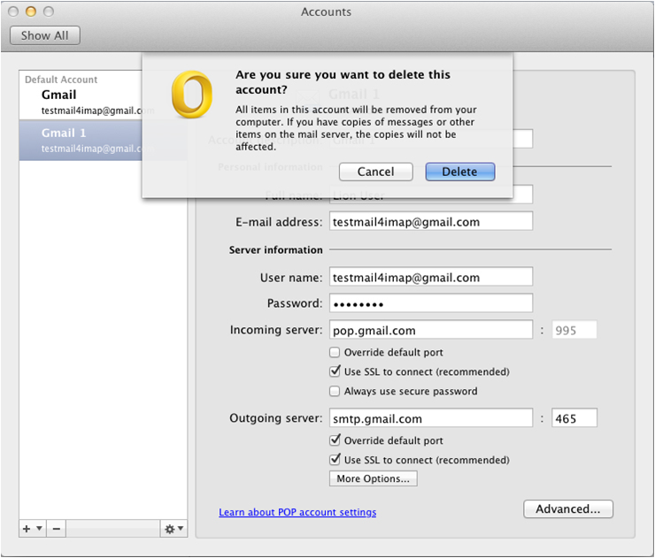imap settings for gmail in outlook for mac